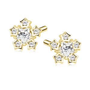 Cercei argint placat cu aur galben fulg de nea cu pietre DiAmanti Z1474E_G-DIA (Argint 925‰ 1,1 g.)